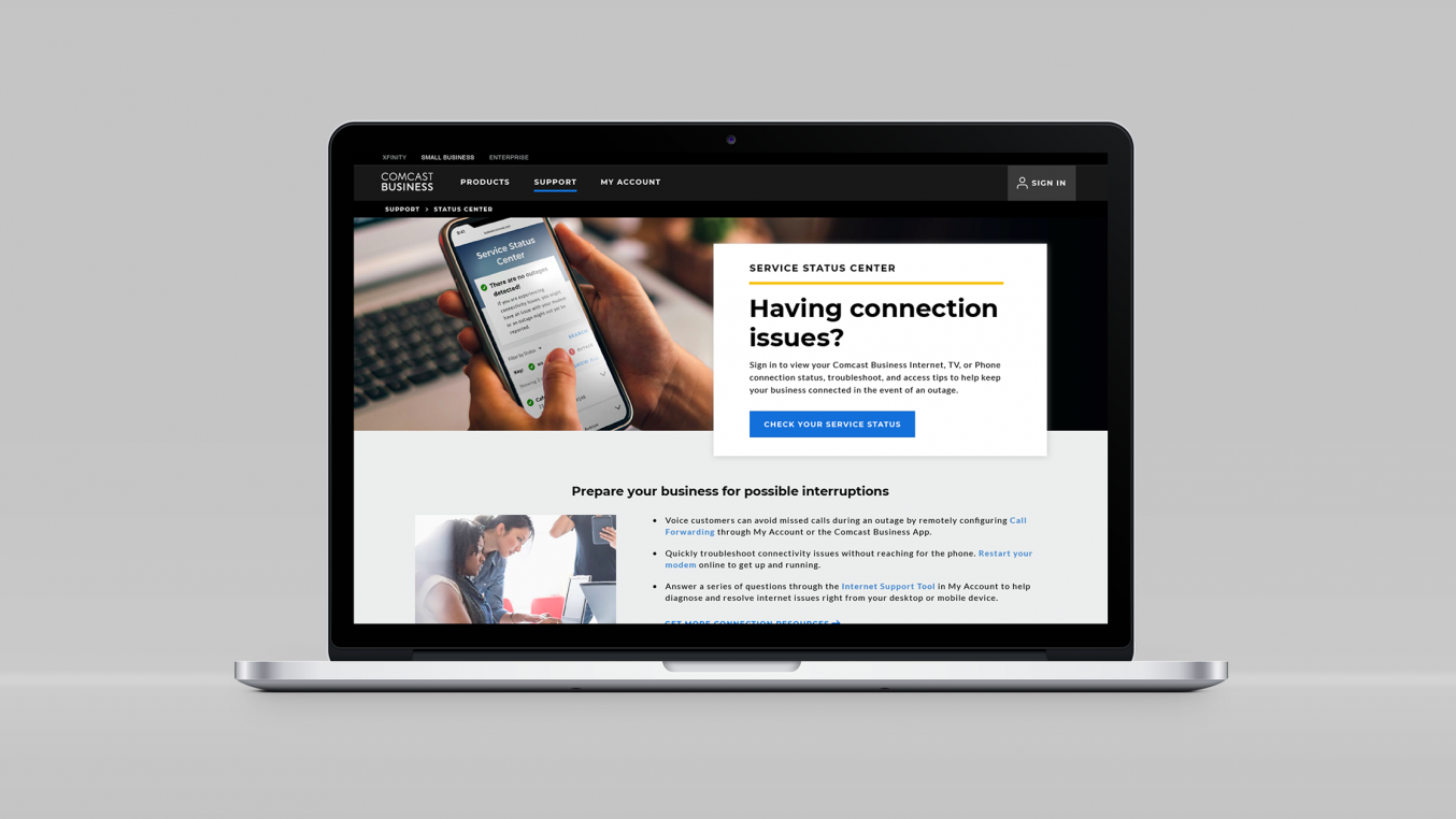 Service Status Center Unauthenticated Page